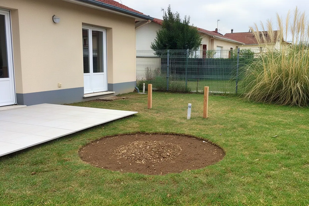 Emprise dégagée après dessouchage à Décines-Charpieu